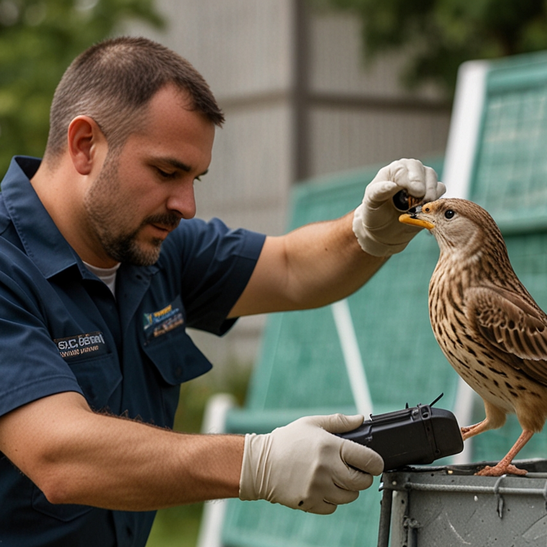 picture showing person did bird control 