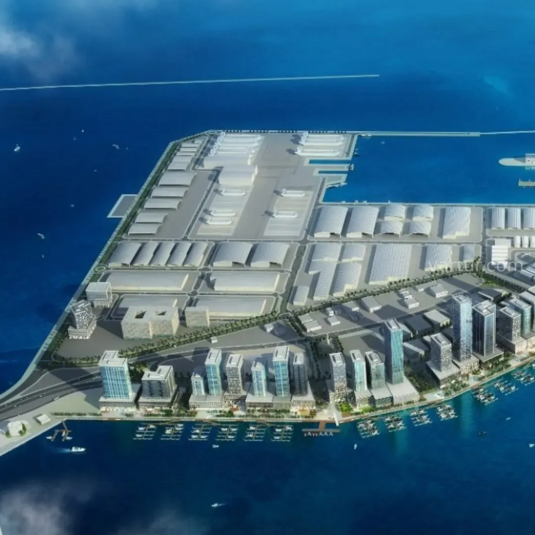 picture showing islands and building of Dubai Maritime City 